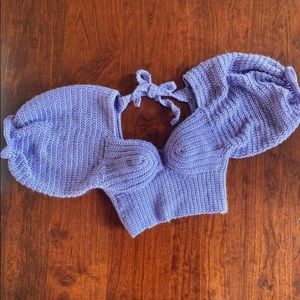 HANDMADE crochet puff sleeve top